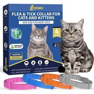 New Cat Flea Collar 4 Pack - 32 Month Tick Prevention Waterproof Adjustable